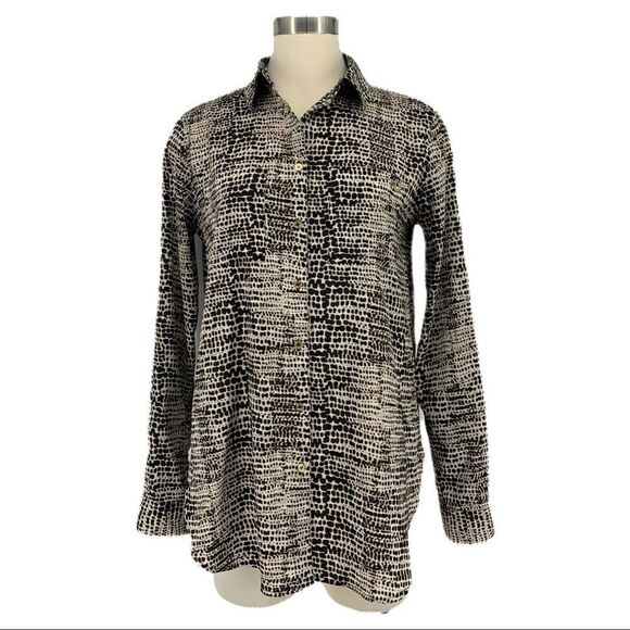 CALVIN KLEIN Snakeskin Button Down Blouse - Picture 5 of 10